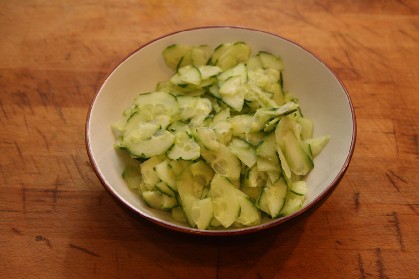 Chopped cucumber - making crispy duck pancakes sequence.jpg.