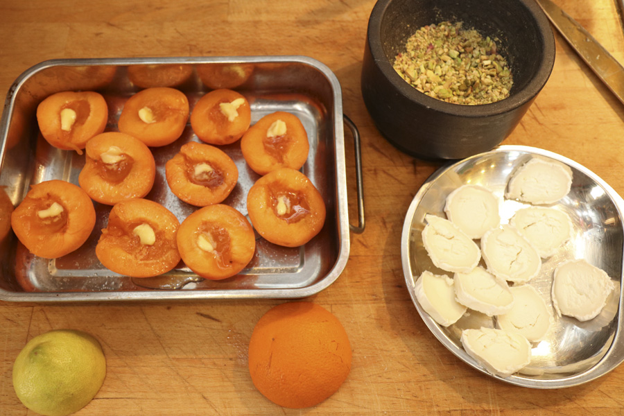 Roast apricots goats cheese salad with pistachios oven ready.jpg.