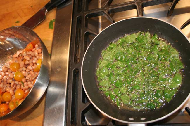 Frying basil, tomato &amp; mixed bean salad recipe.jpg.