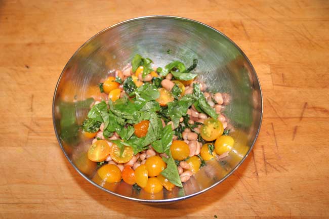 Fried basil, tomato &amp; mixed bean salad recipe.jpg.