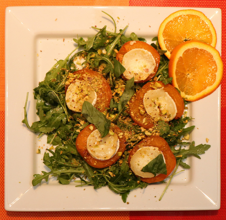 Roast apricots goats cheese salad with pistachios recipe.jpg.