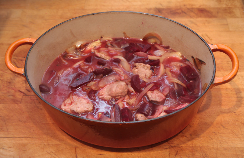 Lamb and beetroot casserole ready for the oven.jpg.