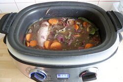 Into the slow cooker for 6 hours cooking