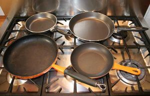 A collection of frying pans