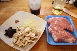 The ingredients (for two but with extra mushrooms)