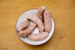 Six fat Italian-style sausages