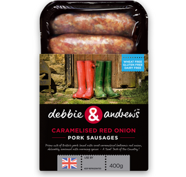 Debbie and Andrew's Caramelised Red Onion Pork Sausages GLUTEN FREE - DAIRY FREE - WHEAT FREE