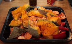 A very full pan, ready for the oven