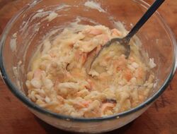 Salmon and haddock folded into the mash