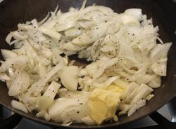 Onions, garlic, butter and pepper