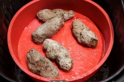 Air fried Oxford sausages