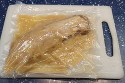 Pork fillet after marinating in apple sauce for 6 hours in the sous-vide bath