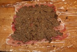 Parma ham brushed with duxelles