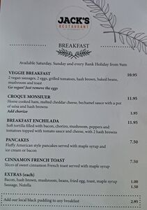 Jack's of Woodlakes Breakfast Menu - 2024