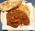 Chicken tikka vindaloo and naan bread