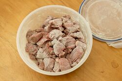 Meat coated with seasoned flour (using Lock & Lock box)