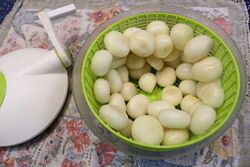 Use a salad spinner to remove excess brine