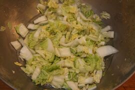 Napa cabbage after salting for 5 hours