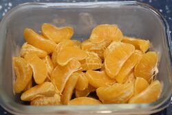 Frozen tangerine segments, ready to eat